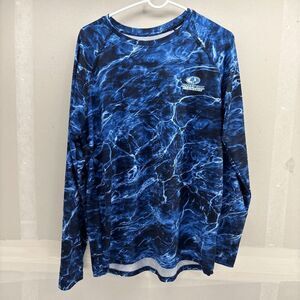 MOSSY OAK FISHING Elements Agua Long Sleeve Shirt Blue Size Medium EUC